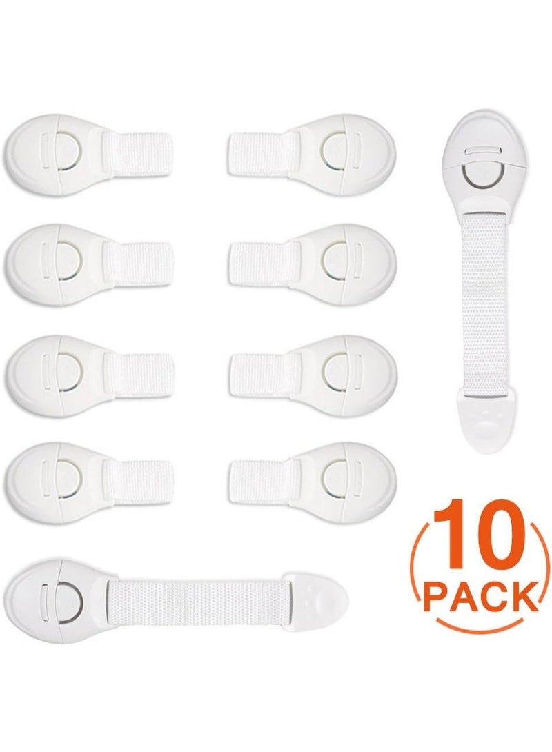 10 - Pieces Baby Safety Lock Latches Door Cupboard Cabinet Fridge Drawer - White - Image 1